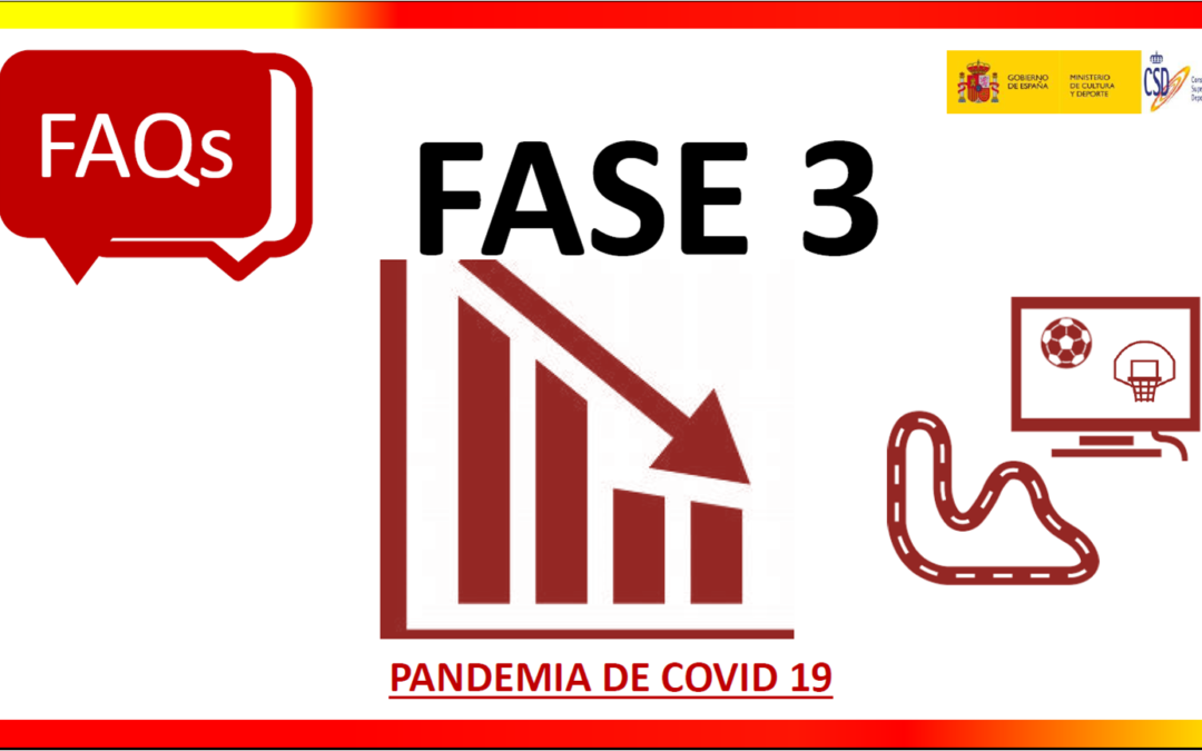COVID-19.- RESPOSTAS DO CSD RESPECTO Á ACTIVIDADE DEPORTIVA NA FASE 3- ACTUALIZACIÓN (8/06/2020)